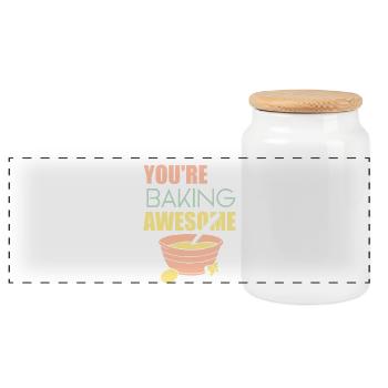 Cake Baking Pastry Chef Cake Baker - Panoramic Cookie Jar with Wooden Lid - white - Front
