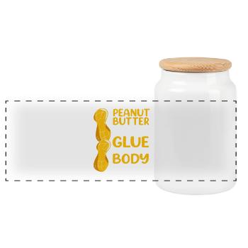Peanut butter - Panoramic Cookie Jar with Wooden Lid - white - Front