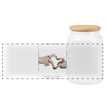 Dark Valentine's Heart Hands - Panoramic Cookie Jar with Wooden Lid - white - Front