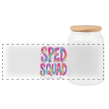 Sped Squad Special Education Teacher - Panoramic Cookie Jar with Wooden Lid - white - Front