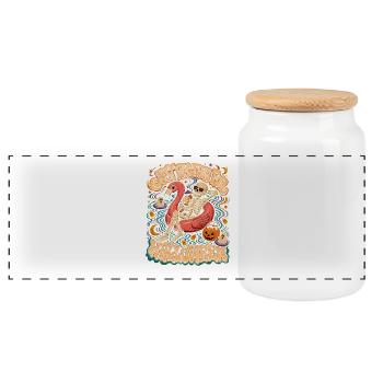 Juste en attente du flamant squelette d’Halloween - Boîte à biscuits avec couvercle en bois - blanc - Devant