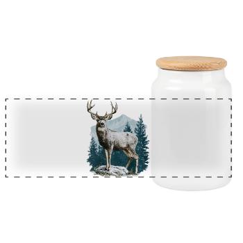 Cerf avec bois - Boîte à biscuits avec couvercle en bois - blanc - Devant