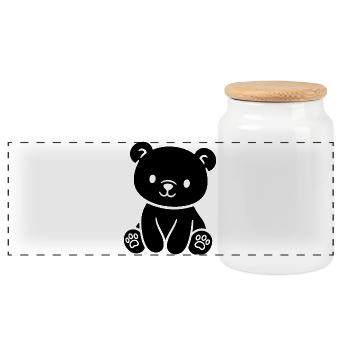 Cute teddy bear for babies and toddlers - Panoramic Cookie Jar with Wooden Lid - white - Front