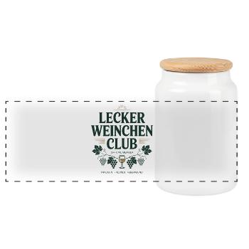 Wein Lecker Weinchen Club Weinliebhaber Rotwein - Panorama Keksdose mit Holzdeckel - Weiß - Vorne