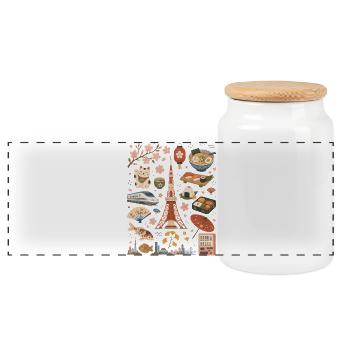 Tokyo | Sakura, Ramen & Grande Ville - Boîte à biscuits avec couvercle en bois - blanc - Devant