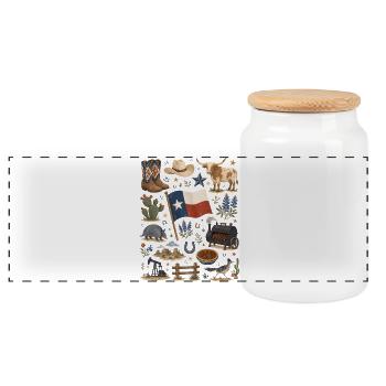 Texas | Cowboy, BBQ & Wild West - Panoramic Cookie Jar with Wooden Lid - white - Front