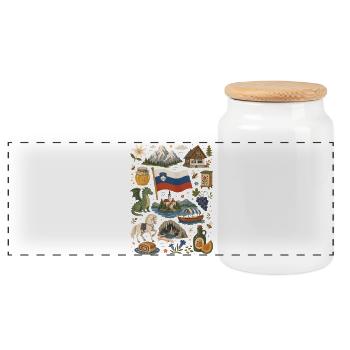 Slovenia | Alps, Bled & Nature - Panoramic Cookie Jar with Wooden Lid - white - Front