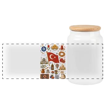 Turkey | Bosphorus, Enjoyment & Tradition - Panoramic Cookie Jar with Wooden Lid - white - Front