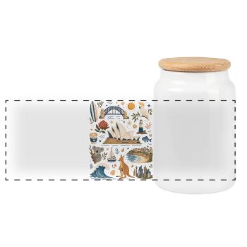 Sydney | Harbour, Surfing & Australia - Panoramic Cookie Jar with Wooden Lid - white - Front