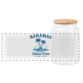 Bahamas Island Crew Exuma Day - Panoramic Cookie Jar with Wooden Lid - white - Front