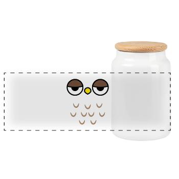 Costume de hibou de la fête de la chouette - Boîte à biscuits avec couvercle en bois - blanc - Devant