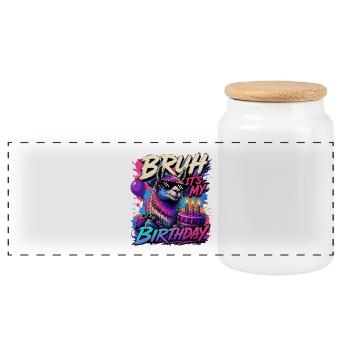 Mec, c’est mon mème d’anniversaire Cooles Llama - Boîte à biscuits avec couvercle en bois - blanc - Devant
