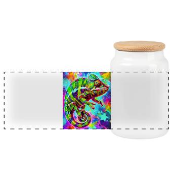 chameleon - Panoramic Cookie Jar with Wooden Lid - white - Front
