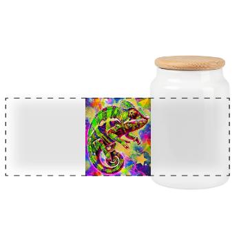 caméléon - Boîte à biscuits avec couvercle en bois - blanc - Devant