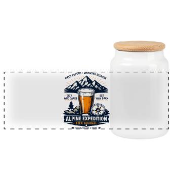 Journal de la bière de l’expédition alpine - Boîte à biscuits avec couvercle en bois - blanc - Devant