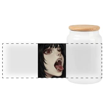 Vampiric Heart Gaze - Panoramic Cookie Jar with Wooden Lid - white - Front
