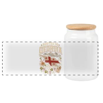 Georgia Georgian Tbilisi Sakartvelo - Panoramic Cookie Jar with Wooden Lid - white - Front