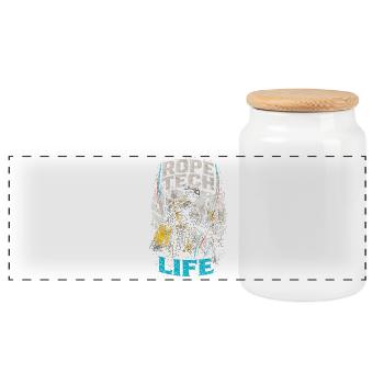 Industrial Climber Height Worker Rope Tech Life - Panoramic Cookie Jar with Wooden Lid - white - Front
