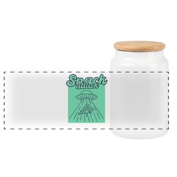 UFO Pizza Snack - Panoramic Cookie Jar with Wooden Lid - white - Front