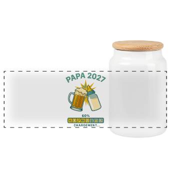 Futur Papa 2027 Chargement En Cours Humour - Boîte à biscuits avec couvercle en bois - blanc - Devant