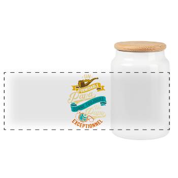 Formidable Papa Papy Exceptionnel Cadeau - Boîte à biscuits avec couvercle en bois - blanc - Devant