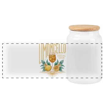 Limoncello Social Club Illustration - Panoramic Cookie Jar with Wooden Lid - white - Front