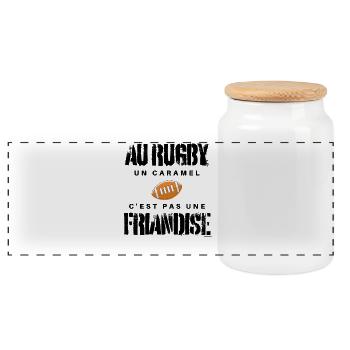 Au Rugby Un Caramel C'est Pas Une Friandise. rugby - Boîte à biscuits avec couvercle en bois - blanc - Devant