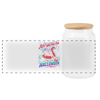 Juste en attente du flamant squelette d’Halloween - Boîte à biscuits avec couvercle en bois - blanc - Devant