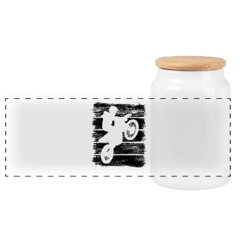 Motocross Lovers - Panoramic Cookie Jar with Wooden Lid - white - Front