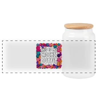 This is my crochet outfit - Panoramic Cookie Jar with Wooden Lid - white - Front