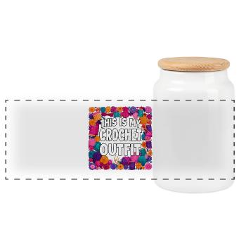 This Is My Crochet Outfit - Panoramic Cookie Jar with Wooden Lid - white - Front