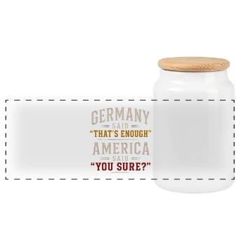 German American German Roots Origin - Panoramic Cookie Jar with Wooden Lid - white - Front