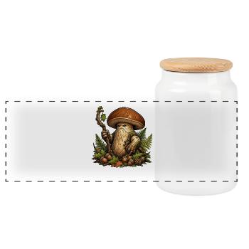 Mooshroom Guardian of the Forest - Panoramic Cookie Jar with Wooden Lid - white - Front