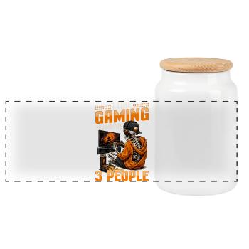Jeu de Skeleton Gaming Halloween - Boîte à biscuits avec couvercle en bois - blanc - Devant