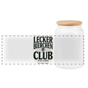 Lecker Bierchen Club Bier Spruch JGA Malle Bier - Panorama Keksdose mit Holzdeckel - Weiß - Vorne