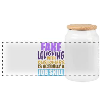waiter bartender bartender bartender barchef - Panoramic Cookie Jar with Wooden Lid - white - Front