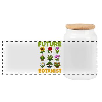 Futur botaniste, jolie plante et plante - Boîte à biscuits avec couvercle en bois - blanc - Devant