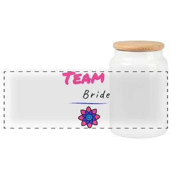 Bachelorette party. BRIDE. TEAM. TEAM MARIEE. BRIDE-TO-BE - Panoramic Cookie Jar with Wooden Lid - white - Front