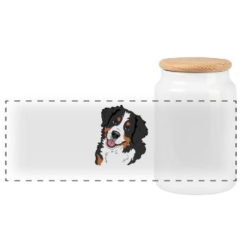 Bernese Mountain Dog - Panoramic Cookie Jar with Wooden Lid - white - Front
