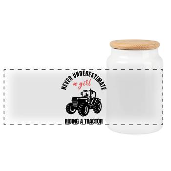 Pouvoir des filles du tracteur - Boîte à biscuits avec couvercle en bois - blanc - Devant