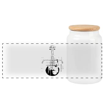 Dessin de ukulélé - Boîte à biscuits avec couvercle en bois - blanc - Devant