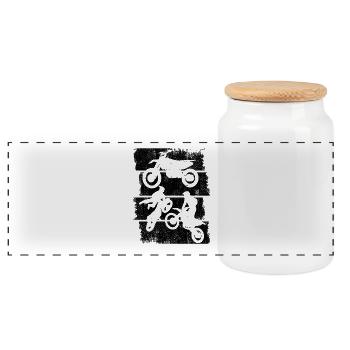 Motocross - Panoramic Cookie Jar with Wooden Lid - white - Front