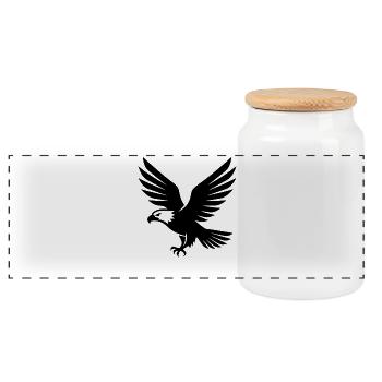 Eagle Bird in Flight Mode - Panoramic Cookie Jar with Wooden Lid - white - Front
