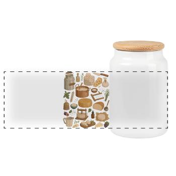 Cheese Love | Cheese & Cheese Crafts - Panoramic Cookie Jar with Wooden Lid - white - Front