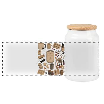 Candle Love | Candle Pouring & DIY - Panoramic Cookie Jar with Wooden Lid - white - Front