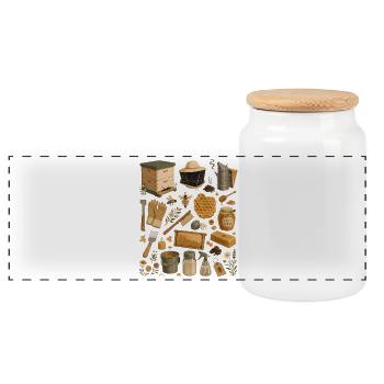 Bee Love | Beekeeping & Honey - Panoramic Cookie Jar with Wooden Lid - white - Front