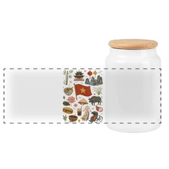 Vietnam Love | Culture & Wanderlust - Panoramic Cookie Jar with Wooden Lid - white - Front