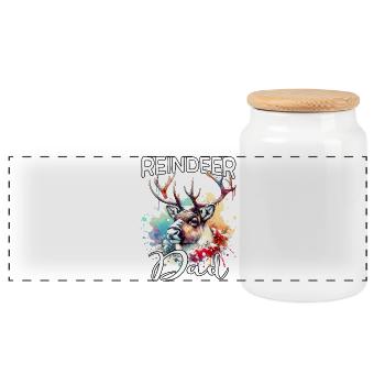 Reindeer Dad - Panoramic Cookie Jar with Wooden Lid - white - Front