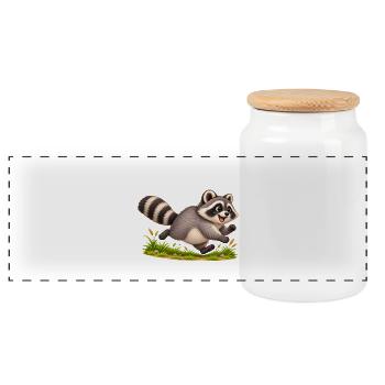 Jimothy Raccoon Meme - Panoramic Cookie Jar with Wooden Lid - white - Front