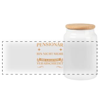 Pensionär 2027 Legende verabschiedet sich - Panorama Keksdose mit Holzdeckel - Weiß - Vorne